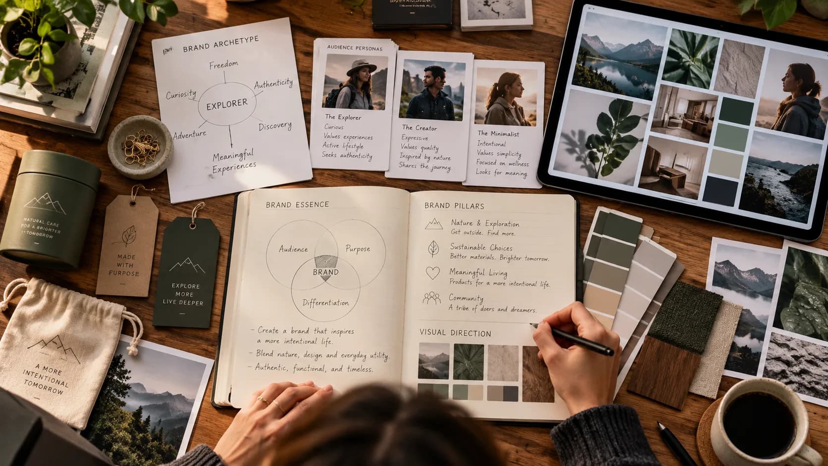 Brand archetype, essence, and visual direction planning